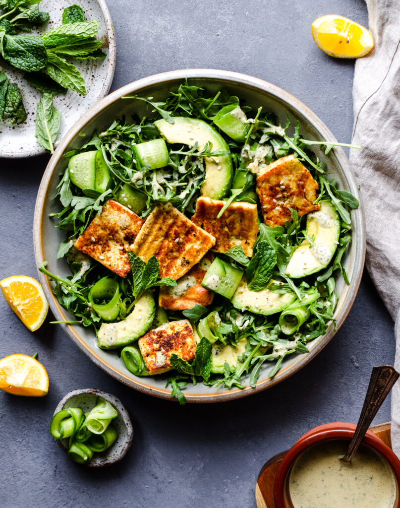 Tofu Halloumi and Cucumber Salad - Upbeet Anisha